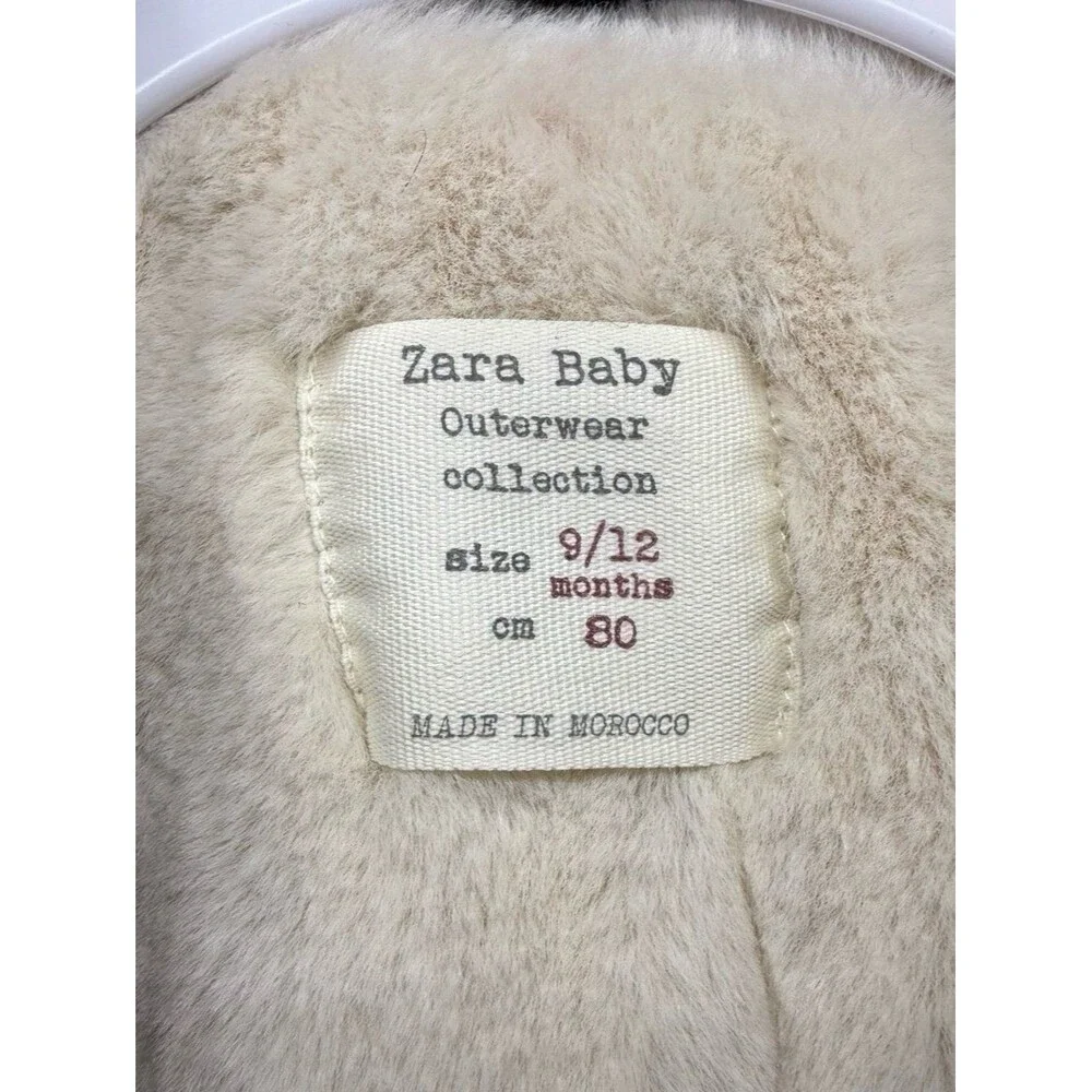 Zara Baby Red Plaid Button Front Pea Coat 9/12 months